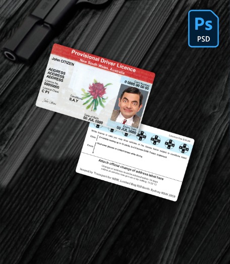 Australia New South Wales provisional driving license PSD